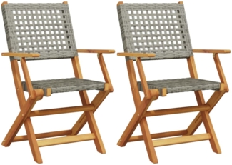 vidaXL Gartenstühle 2 Stk. Grau Massivholz Akazie und Poly Rattan 367664