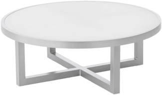 EGO Couchtisch ø92, Aluminiumgestell in Silber, mit Glasplatte