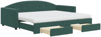vidaXL Tagesbett Ausziehbar mit Schubladen Dunkelgrün 90x200 cm Samt 3197375