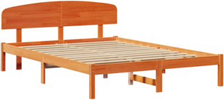 vidaXL Bettgestell mit Kopfteil Wachsbrown 160x200 cm Massivholz Kiefer 872058