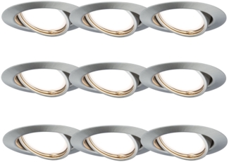 TIP Einbauleuchten 9er Set rund schwenkbar LED 3-Stufen-dimmbar 9x4,8W 475 lumen 230V 51mm Eisen gebürstet/Metall18309