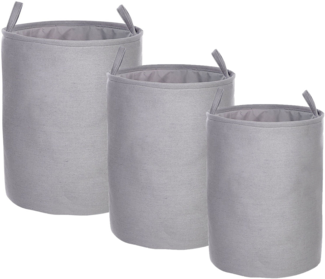 Textilkorb mit Kordelzug grau 3er Set ARCHA