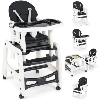 3 in 1 Babystuhl Hochstuhl &Essstuhl &Kindersitzgruppe wandelbarer Babyhochstuhl Schwarz