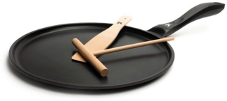 KLAMER Crêpepfanne 28cm, Pancake Pfanne mit Aluguss, Pfannkuchenpfanne, Palatschinken Pf…, Spülmaschinenfest, Öko-Holzzubehör, E-Herd kompatibel, Antihaft