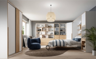 Jugendzimmer Gästezimmer S-ROOM 1 in Weiß und Catania Eiche von Forte