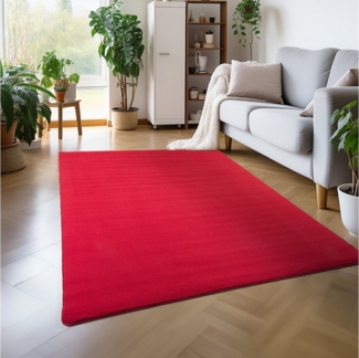 Carpettex Veloursteppich Unicolor - Einfarbig, Läufer, Höhe: 7 mm, Kurzflor Rund Teppich Anti-Rutsch Rückseite Waschbar Flauschiger