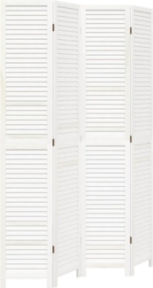 vidaXL 4-tlg. Raumteiler Weiß Massivholz Paulownia 358836