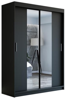 Schwebetürenschrank NEO 2-türig Schrank 180 cm (mit Spiegel) Farbe: Schwarz