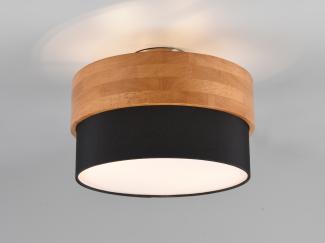 TRIO Leuchten Deckenleuchte Seasons, ohne Leuchtmittel, warmweiß - kaltweiß, Deckenlampe Holz mit Stoffschirm Ø30cm exkl 2xE14 max 40W