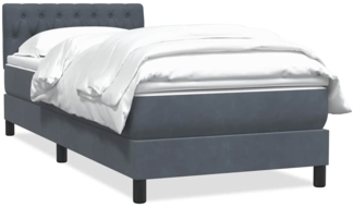vidaXL Boxspringbett mit Matratze Dunkelgrau 90x210 cm Samt 3316480