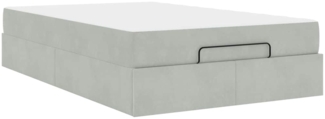 vidaXL Bettgestell mit Matratze Hellgrau 140 x 190 cm Samt 3399558