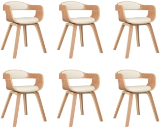 vidaXL Esszimmerstühle 6 Stk. Creme Bugholz und Kunstleder [3092392]