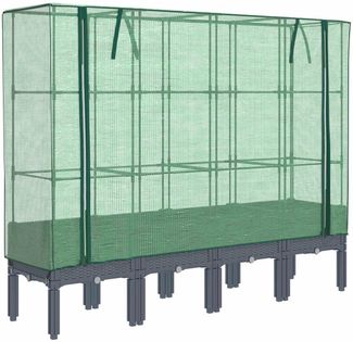 vidaXL Hochbeet mit Gewächshaus-Aufsatz Rattan-Optik 160x40x140 cm 4015835