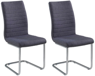 Home4You Freischwinger Schwingstuhl 2er Set, Dunkelgrau, Webstoff, Metall, mit Quersteppung
