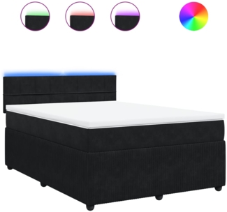 vidaXL Boxspringbett mit Matratze Schwarz 140x190 cm Samt 3290036