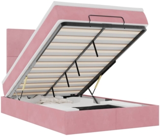 vidaXL Ottoman-Bett mit Matratzen Rosa 120x190 cm Samt 3313390