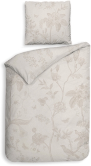 Heckett & Lane Mako-Satin Bettwäsche 135x200 Maya natural Gräser Vögel elegant Luxus