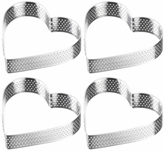 WESTMARK Tarteform Tartelette-Rahmen 4 Stk. – Perfekte Tarte- und Quicheformen, Herzform, gleichmäßige Wärmeverteilung, rostfreier Edelstahl, ofenfest