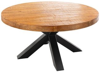 riess-ambiente Esstisch THOR 140cm natur/schwarz - Mangoholz, Sterngestell, Massivholz, rund (Einzelartikel, 1-St), Rustikaler Wohnzimmertisch - ideal für Küchen, Lofts oder Essbereiche