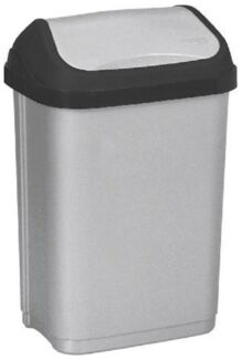 Keeeper 'Swantje' Abfalleimer mit Schwingdeckel, Silber / Anthrazit, 10 Liter