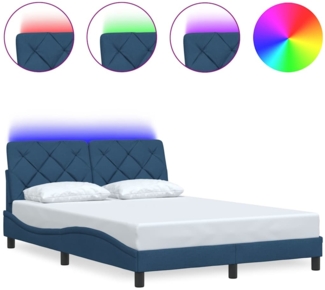 vidaXL Bettgestell mit LED ohne Matratze Blau 140x190 cm Stoff 3310670