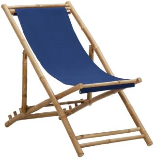 vidaXL Liegestuhl Bambus und Canvas Marineblau 313019