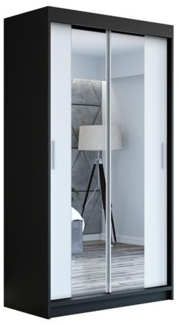 Schwebetürenschrank NEO 2-türig Schrank 120 cm (mit Spiegel) Farbe: Schwarz , weiß