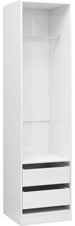 vidaXL Kleiderschrank mit Schubladen Hochglanz-Weiß 50x50x200 cm 800618