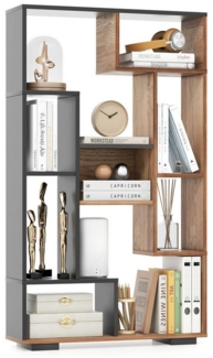 COSTWAY Bücherregal, Holz mit 9 Fächern, Raumteiler geometrisch, 70 x 20 x 120 cm
