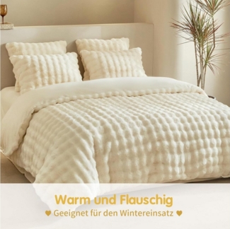 wohnTRAUM24 Bettwäsche Plüsch Bettwäsche 135x200 cm,200x200 cm,Extra flauschige Felloptik, Flanell Biber Bettbezug mit Kissenbezug 80x80 cm und Reißverschluss