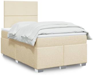 vidaXL Boxspringbett mit Matratze Creme 120x200 cm Stoff 3292753