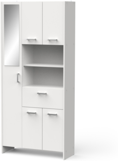 Mehrzweckschrank >CORALIE 3< in Matt weiß - 83,4x184,9x32,8cm (BxHxT)