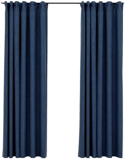 vidaXL Verdunkelungsvorhänge Haken Leinenoptik 2 Stk. Blau 140x245cm 321182