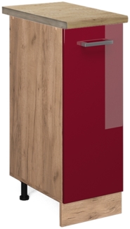 Apothekerschrank R-Line Rot Hochglanz 30 cm , AP Eiche Vicco