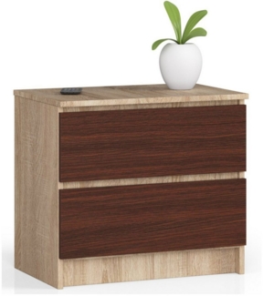 Home Collective Kommode 60 cm breit Holz Highboard Sideboard für Flur Schlafzimmer Wohnzimmer (Kommode Schlafzimmer Kommode mit Schubladen Holz Schrank), Kinderzimmer Organizer, 55 cm hoch mit 2 Schubladen sonoma-venge