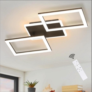ZMH LED Deckenleuchte Deckenlampe : Schwarz Schlafzimmerlampe 46W Dimmbar Modern Wohnzimmerlampe mit Fernbedienung eckig Deckenbeleuchtung Küchenlampe für Büro Flur