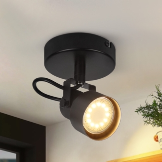 ZMH Deckenstrahler 1 Flammig Deckenspot Schwarz - Vintage Schwenkbar Deckenleuchte GU10 350 Strahler Deckenlampe Spots Kchenlampe fr Wohnzimmer Schlafzimmer Kche Flur (Ohne Leuchtmittel)