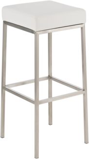 Barhocker BIDAN - Kunstleder Weiß 37 x 37 x 85 cm | Barstuhl Mit Lehne Tresenhocker Tresenstuhl Kneipenhocker Kneipenstuhl