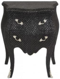 Casa Padrino Barock Kommode Schwarz / Glitzerlook H 71 cm, B 60 cm, T 38 cm - Nachttisch Kommode