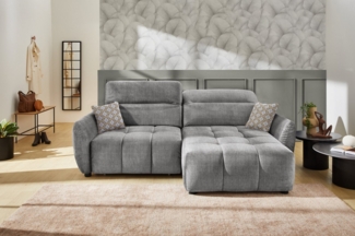 Jockenhöfer Gruppe Ecksofa Zoom, L-Form, 140kg Belastbarkeit je Sitzplatz, 60cm elektromotorische Sitztiefenverstellung,USB-Ladeports,Kopfstützen