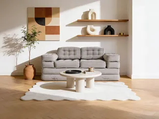 Vente-unique - Modulares ausklappbares Sofa aus grauem Stoff DILAKO