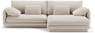 Micadoni Ecksofa Torino 4-Sitzer Samt Ecru Rechts
