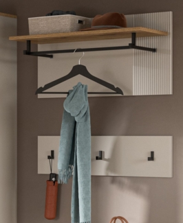 Garderobenpaneel Set Skid in kaschmir und Eiche 80 cm