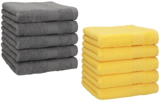 Betz Gästehandtücher 10 Stück Gästetuch Set Premium 30x50 cm Farbe gelb und anthrazit, 100% Baumwolle (Set, 10-St)