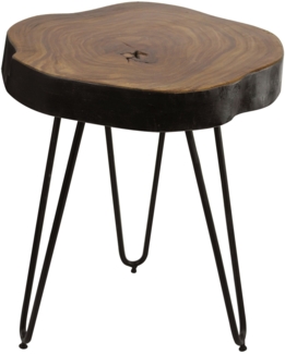 Massivholz Sheesham Beistelltisch BAGLI 35x35 cm Wohnzimmertisch Massiv Anstelltisch Holztisch Echtholz Baumkante