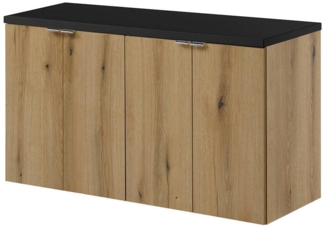 Waschtischunterschrank Skelbolu 100 x 60 x 40 cm Eicheoptik/Schwarz [en. casa]