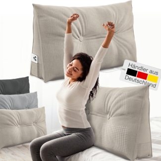 ELONEO Rückenkissen Keilkissen für Bett und Sofa, Lesekissen mit praktischem Seitenfach, 1-tlg, mit praktischem Seitenfach, Lesekissen, mit waschbarem Bezug