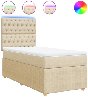 vidaXL Boxspringbett mit Matratze Creme 90x200 cm Stoff 3294251