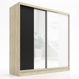 Schwebetürenschrank DUO 2-türig Schrank 160 cm Farbe: Sonoma , weiß , schwarz
