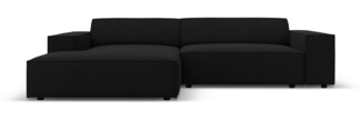 Micadoni Ecksofa Jodie 4-Sitzer Strukturierter Stoff Schwarz Links